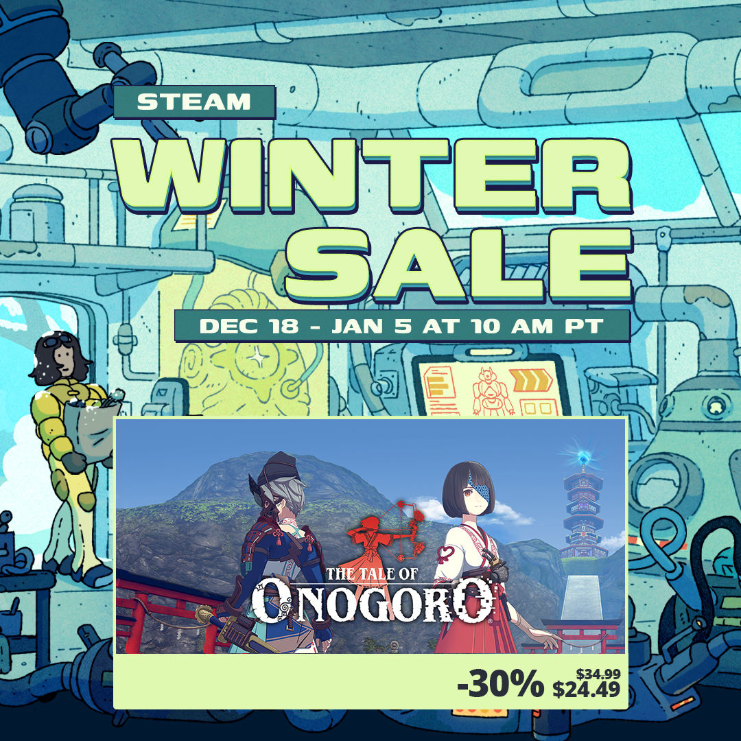 OnogoroEN's tweet image. [Sale]Steam Winter Sale is here!
TheTaleofOnogoro ✨on sale✨ at Steam Store!
📌Until January 5, 2026, 10:00 AM  PT
Details▶️ store.steampowered.com/app/2023880/_T…