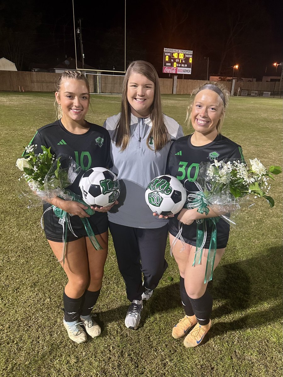 MHS__Soccer's tweet photo. Senior night for our girls Allie Finney and Izzy Spradlin! 
We are so proud of everything you have accomplished. 💚🖤⚽️ https://t.co/ZEF6aFxokg