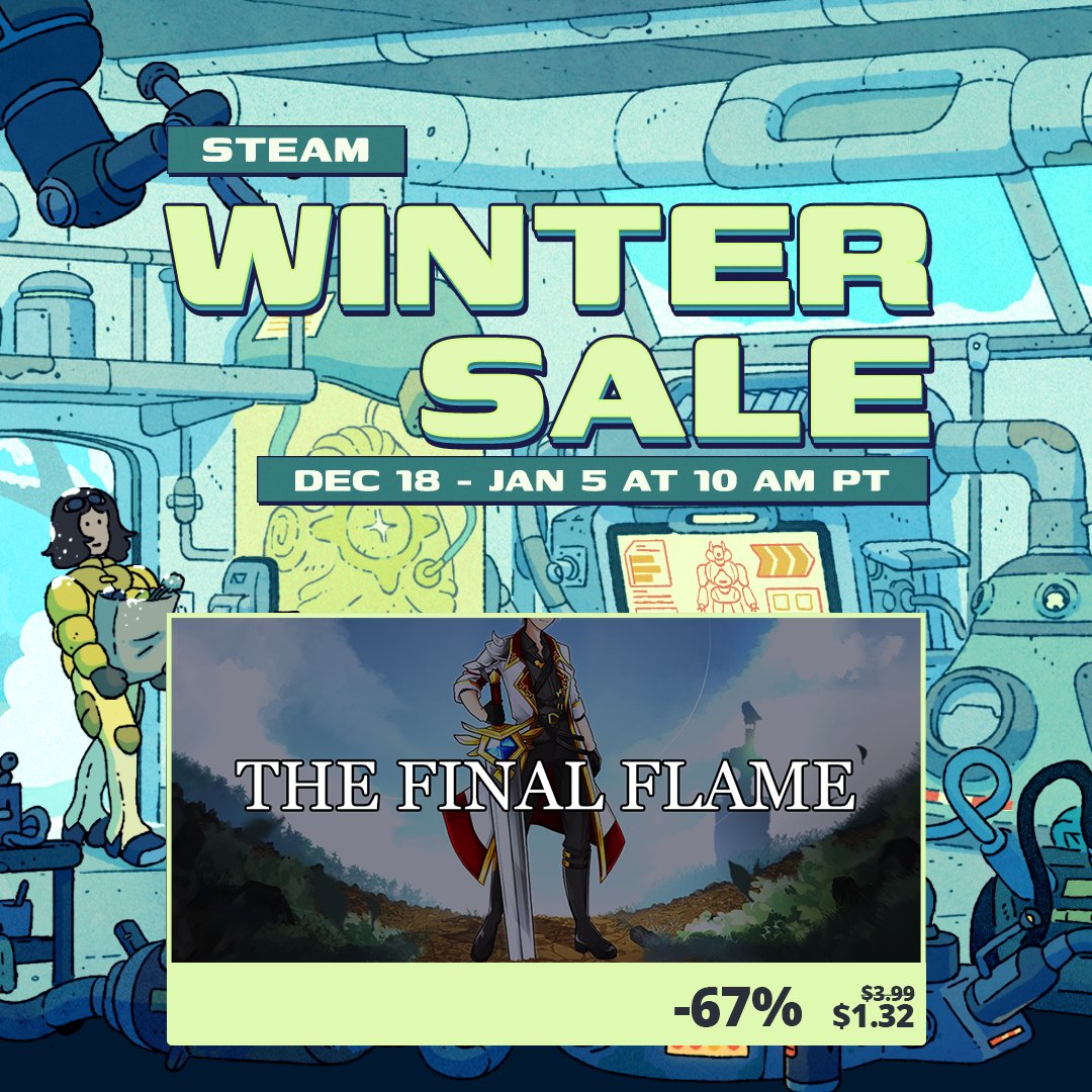 BreadIgniterG's tweet photo. Happy Holidays!

The Final Flame is 67% off during Winter Sale!
Along with the release of its newest character Shire Kirchhof.

If you're looking for another Roguelite game to get addicted to this holiday, add this one to your library!
https://t.co/aIE88zAizk https://t.co/UALvIVrqw3
