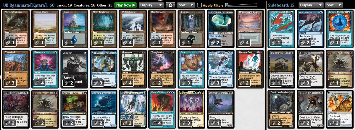 MO Legacy League
Deck:UB Katara Reanimator

R1:WU Stoneforge ⭕️⭕️
R2:WG Lands ⭕️⭕️
R3:Ocelot Pride Mid ⭕️⭕️
R4:4C Beans ⭕️❌⭕️
R5:WUB Vial ⭕️⭕️

5-0✨🏆×5✨
白ばっかり！死ぬほどソープロ撃たれたw