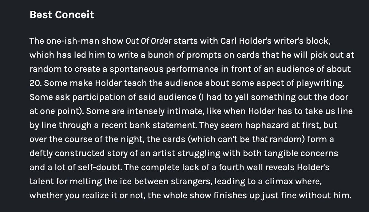 Sculliosis's tweet photo. Thank you @DefectorMedia for including Out Order in your Best of Theater 2025! And for your kind words about @TheTankNYC https://t.co/uYrALhoP1M