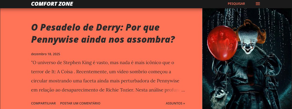 comfortzonebr's tweet image. O universo de Stephen King é vasto, mas nada é mais icônico que o terror de It: A Coisa. Recentemente, um vídeo sombrio começou a circular mostrando uma faceta ainda mais perturbadora de Pennywise em relação ao desaparecimento de Richie Tozier. 🔻
comfortzonebr.blogspot.com/2025/12/o-pesa…