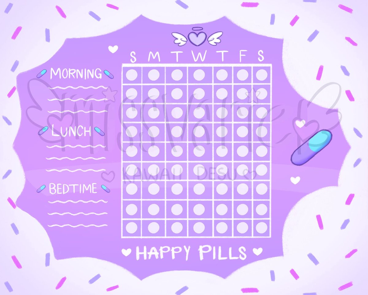 MissVariel's tweet photo. I made a kawaii medication poster and medication tracker!! Buying this helps you remember to take your pills and helps me earn money to pay for my pills XD 

https://t.co/vuI0cT7dlt

#cute #kawaii #digitalart #anime #sprinkles #clouds #medications #pills https://t.co/1Wfcp0SBHB