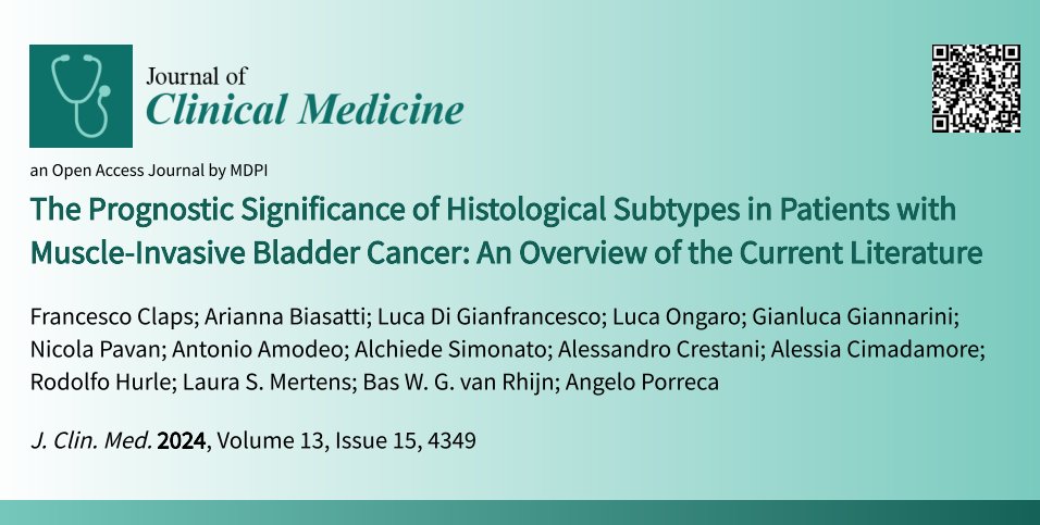 JCM_MDPI's tweet image. #mdpijcm
🩺#HighlyCitedPaper
Citations 29🙌
The Prognostic Significance of Histological Subtypes in Patients with 𝐌𝐮𝐬𝐜𝐥𝐞-𝐈𝐧𝐯𝐚𝐬𝐢𝐯𝐞 𝐁𝐥𝐚𝐝𝐝𝐞𝐫 𝐂𝐚𝐧𝐜𝐞𝐫
👉mdpi.com/2885444
👥@GGiannarini @AlessiaCim @Nicp85Pavan @ongarluc_1991 @FraClaps
@MediPharma_MDPI
