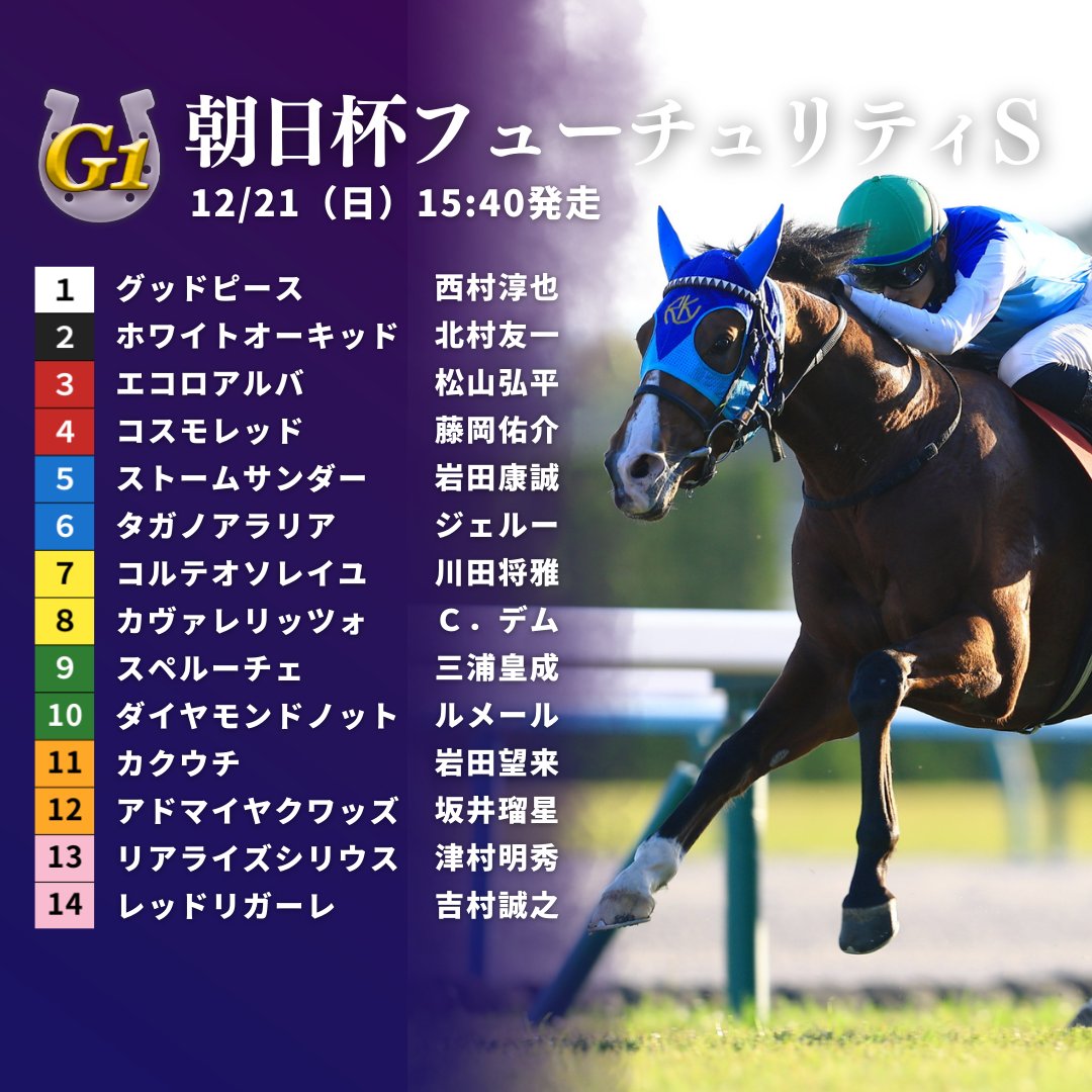 朝日杯フューチュリティステークス】枠順が決定！👏 デイリー杯2歳Sを