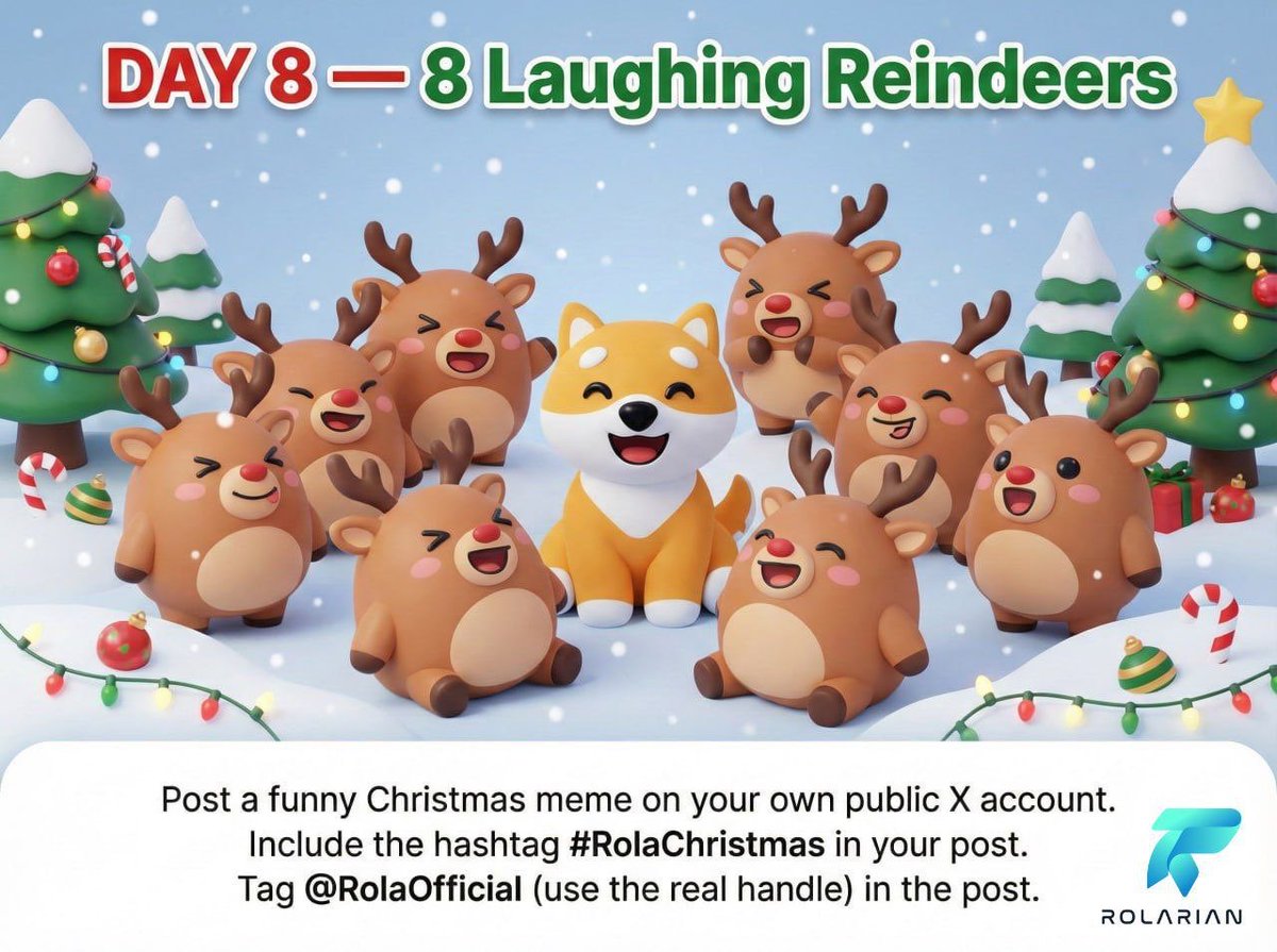officialROLAai's tweet photo. 🎄 DAY 8 #RolarianChristmas: Christmas MEME Contest! 😂

Post your funniest meme on X (Twitter)!

✅ Tag @RolaOfficial
✅ Add #RolaChristmas 

💰 Prizes up for grabs:
💸 ₱165k USDC
💎 $ROLA
🎁 Surprise Packs
📱 iPhone 17!

Let's get those holiday giggles! 😂 LFG! 🔥 

Full event details : link in comments 

#RolaApp #12DaysOfChristmas #ChristmasMeme #Web3 #CryptoCommunity #Holidays #WAGMI #Rolarian