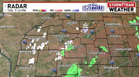 A taste of Winter is going on this evening with a little wintry mix at this time around Taylorville and some light snow reported near Ashland, New Berlin, and Jacksonville.