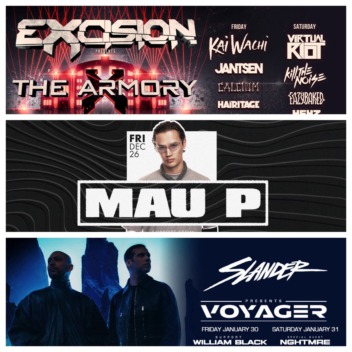 SIMshows's tweet image. Wanna win a pair of tickets to ALL of this!?!? 🔥🔥

Massive giveaway for 4 nights at The Armory!
-Excision BOTH nights
-Mau P next Friday
-Slander BOTH nights

Qualify to win:
✅*like* &amp;amp; RT

Winner selected and notified Friday afternoon!

SIMshows.com