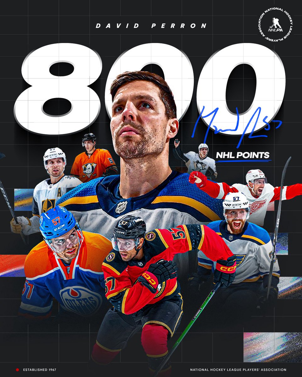 NHLPA's tweet image. 800 career NHL points for David Perron!  

Congrats to the @senators forward on hitting this career milestone 👏