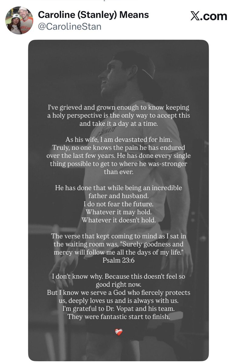 Devastated for John Means, who has worked exceptionally hard against enormous odds to become a major league pitcher. We can only hope he’s back doing what he loves in a year. 
And yet, he is so blessed to have such support and love in his life. What a wonderful family he has.