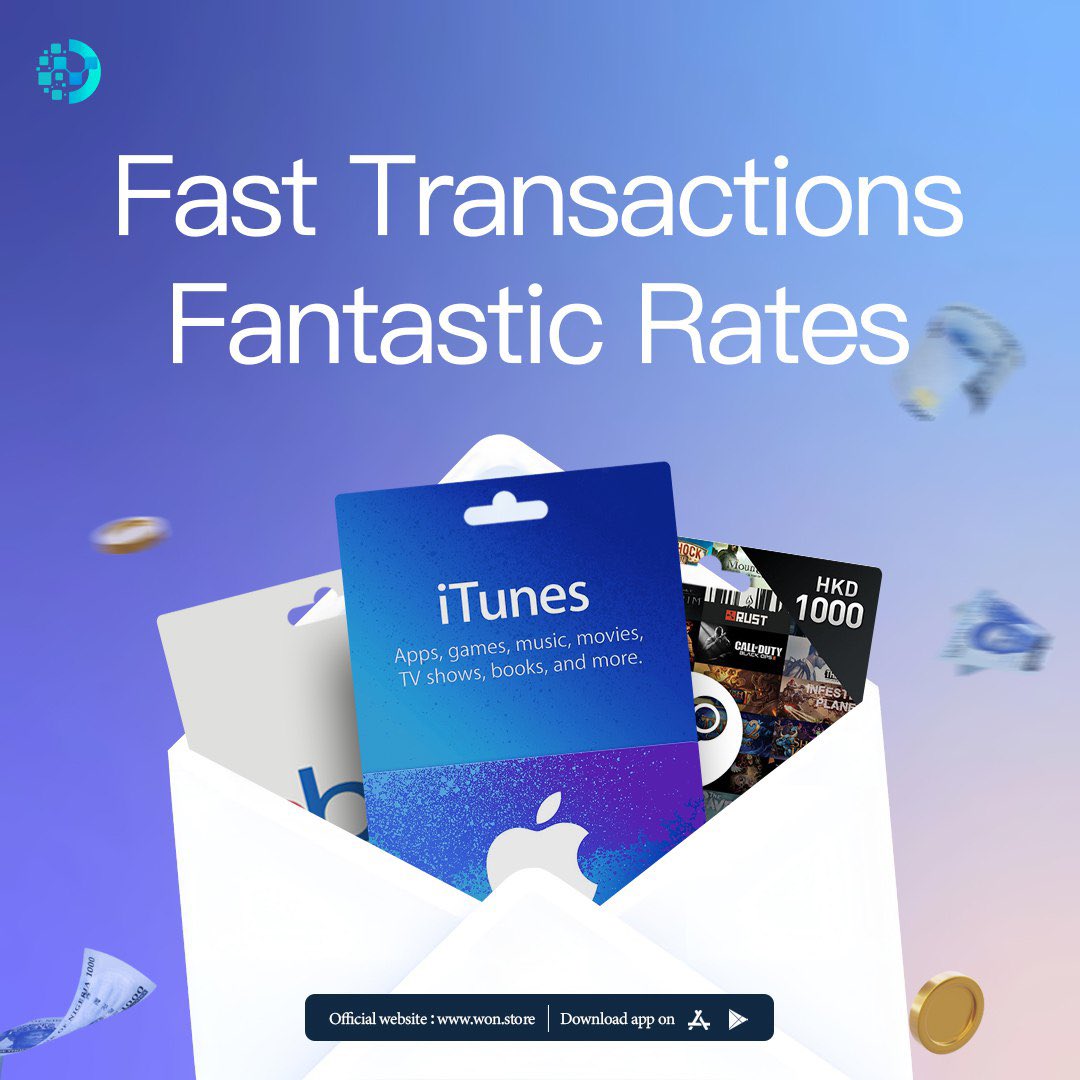 WonSellGiftCard's tweet photo. Selling iTunes cards? Want lightning-fast transfers or super-high exchange rates?

At Won, you don't need to choose—because we have it all! 🎯

Incredibly fast, great exchange rates, and easy to use!

🔄🔄🔄https://t.co/9O7Y26uI4b https://t.co/RQu6EGVpzc