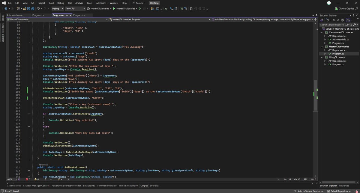 MargarinDelicia's tweet image. #100DiasDeCodigo [08/100]
Hoje fiquei praticando o uso de dictionaries no c#, desde pares de valores-chaves únicos até dictionaries aninhados. E depois só fiquei brincando no roteador e terminal para verificar conexões de portas, transmissões de dados e informações de IPs.