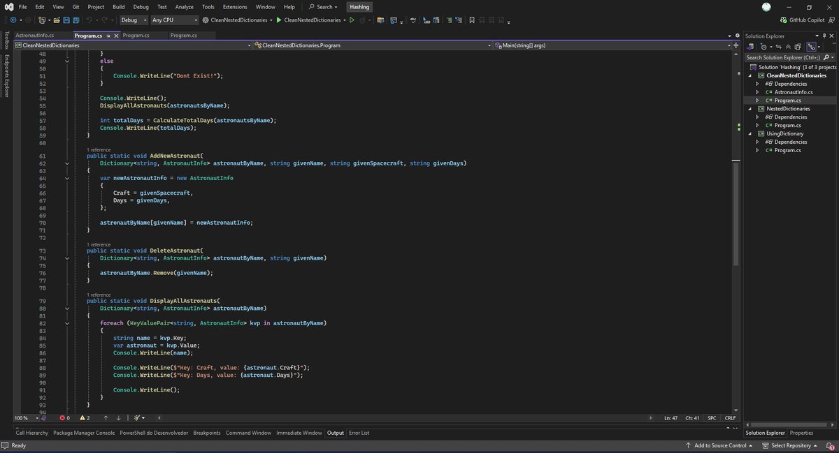 MargarinDelicia's tweet image. #100DiasDeCodigo [08/100]
Hoje fiquei praticando o uso de dictionaries no c#, desde pares de valores-chaves únicos até dictionaries aninhados. E depois só fiquei brincando no roteador e terminal para verificar conexões de portas, transmissões de dados e informações de IPs.