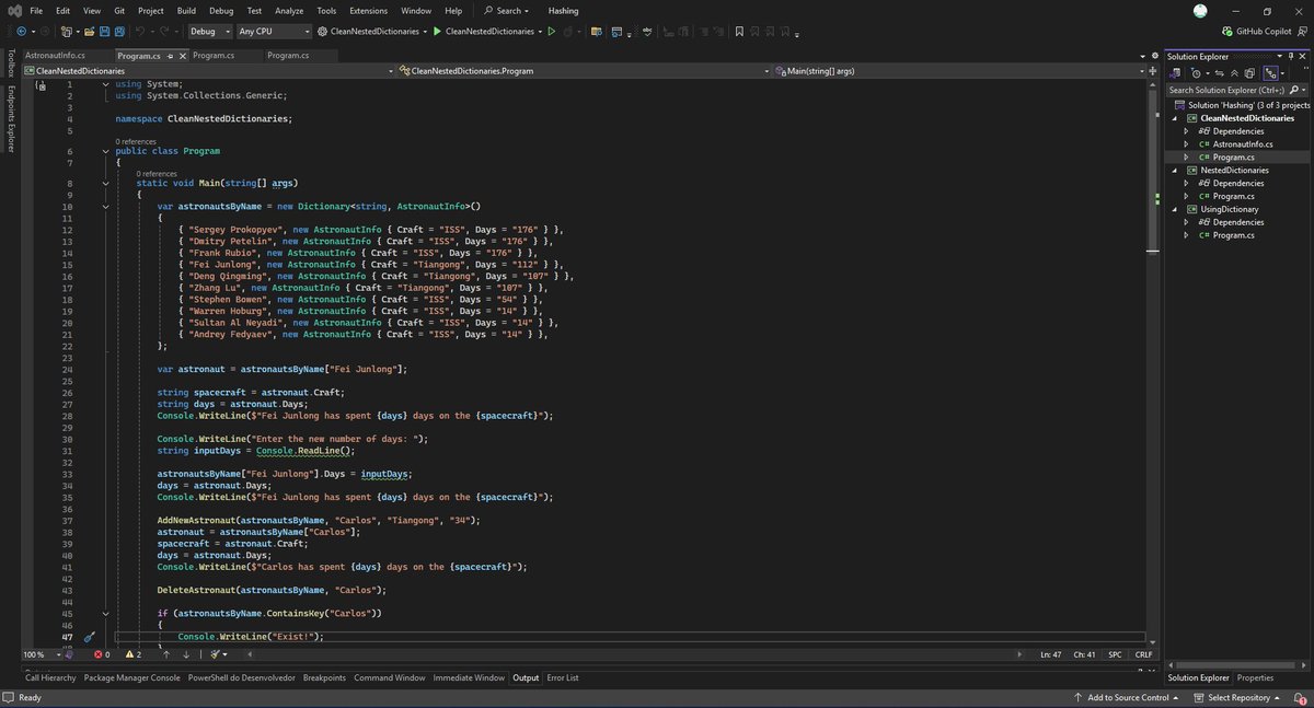 MargarinDelicia's tweet image. #100DiasDeCodigo [08/100]
Hoje fiquei praticando o uso de dictionaries no c#, desde pares de valores-chaves únicos até dictionaries aninhados. E depois só fiquei brincando no roteador e terminal para verificar conexões de portas, transmissões de dados e informações de IPs.