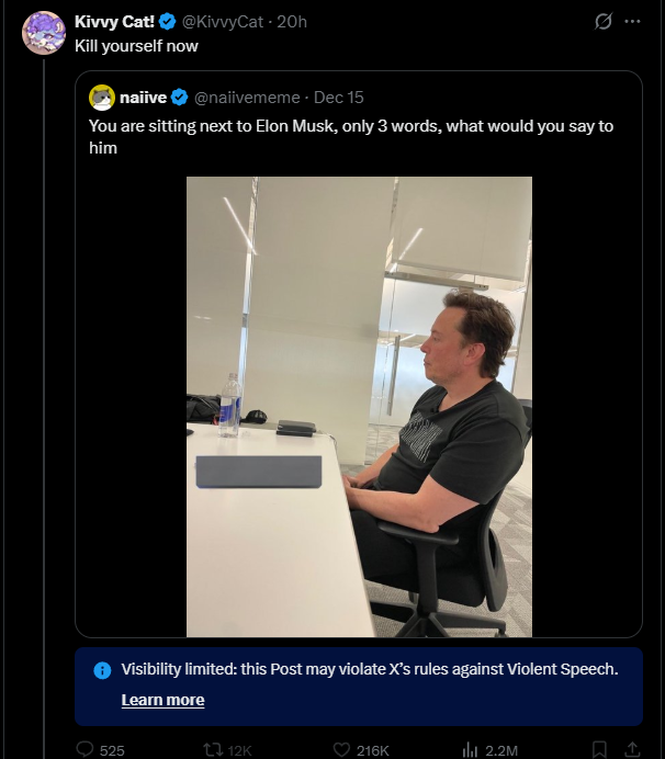 Tweet banged so hard Elon made them throttle it