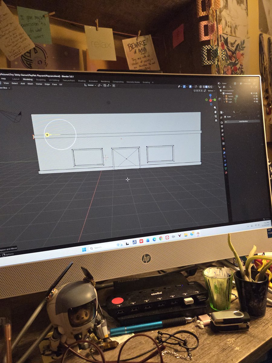 TinyTabbyGames's tweet photo. The original building idea using a basic box didn't work out as planned. Looks like it's time to really figure out 3D modeling. #gamedev #indiedev #solodev #babydev https://t.co/ixfz3H9a1s