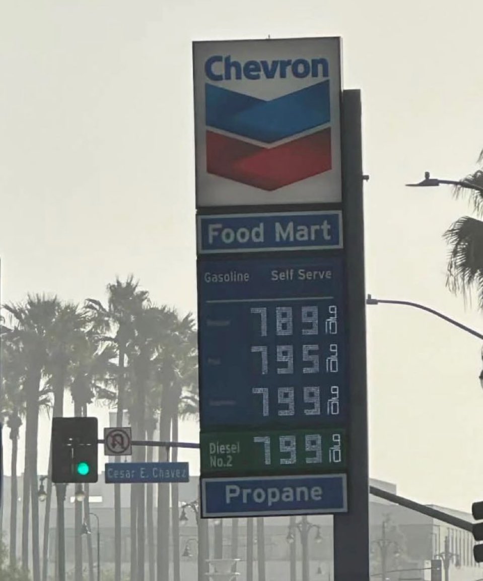 RealJamesWoods's tweet image. Oh, and here are gas prices in Gavin Newsom’s California…
