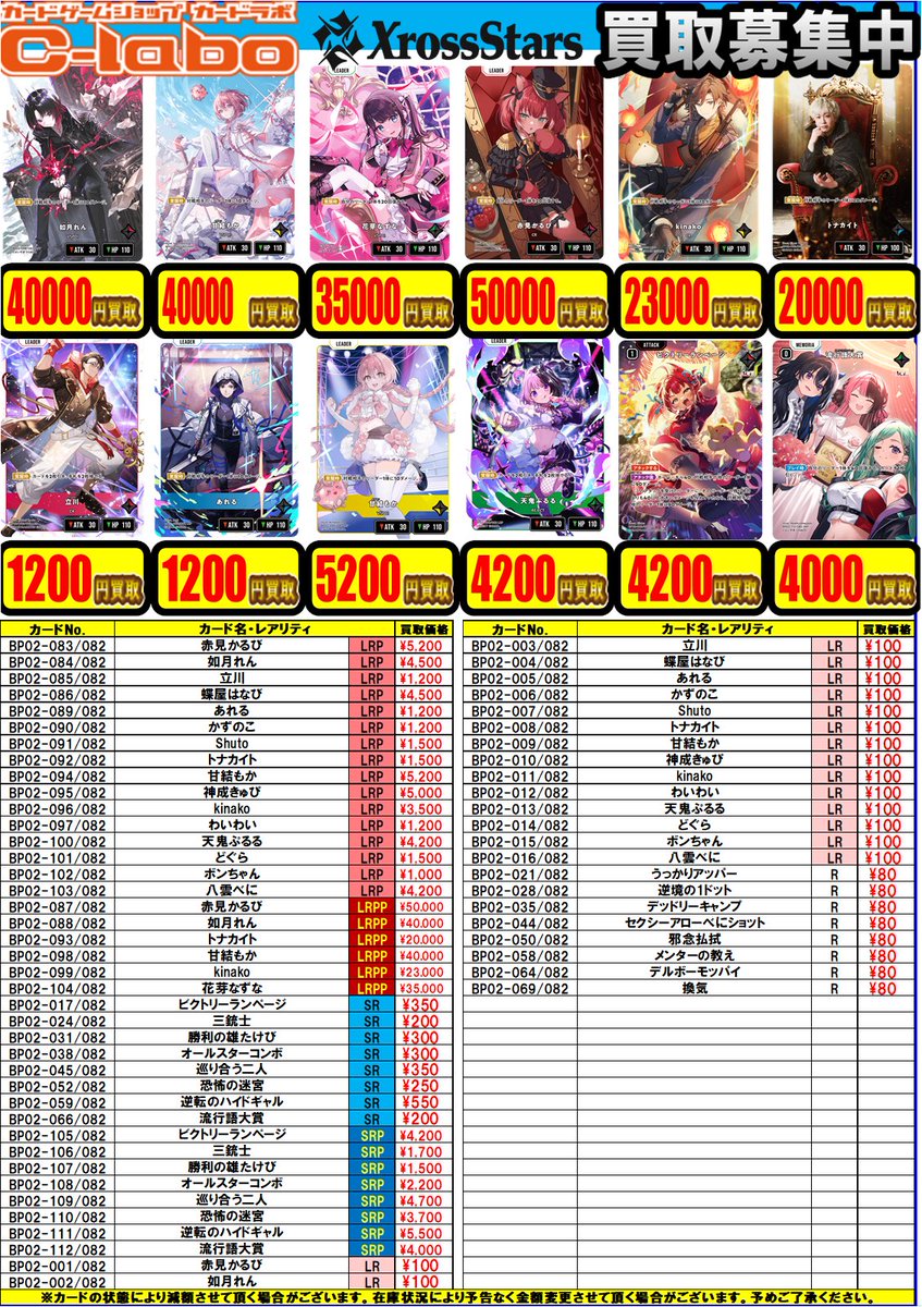 LR・Rにつきまして、コチラの価格での買取は終了いたしました