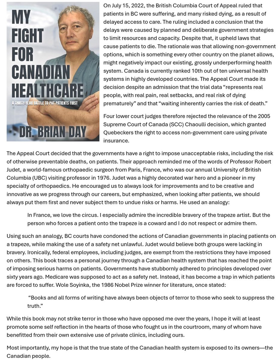 Below is the intro to my book. Canadian patients are denied the timely care they’re promised and are forced to die waiting. Laws forbid citizens to independently care for themselves or their loved ones.The world is unaware of our state enforced death penalty for sick patients.