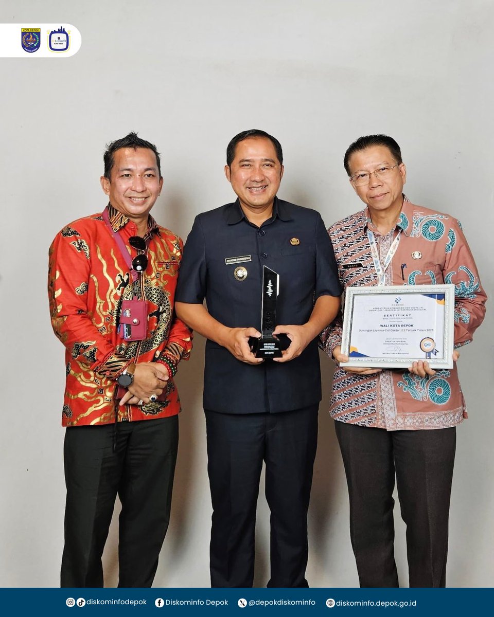 Kota Depok meraih Penghargaan Dukungan Layanan Call Center 112 Terbaik Tahun 2025 dari Direktorat Jenderal Infrastruktur Digital (DJID) Kementerian Komunikasi dan Digital. Penghargaan diterima oleh Wakil Wali Kota Depok pada ajang Kaleidoskop dan Apresiasi Mitra Kerja DJID.