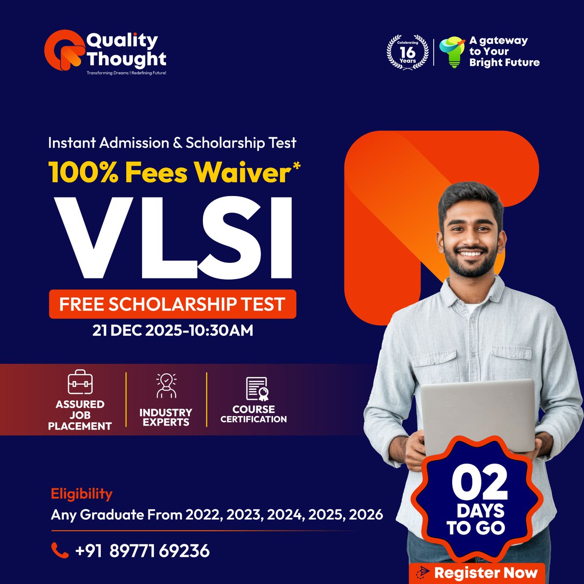 AvanchaA99169's tweet image. 🎓FREE VLSI SCHOLARSHIP TEST – 2025 | 
Quality Thought.
📞Contact: 8977169236
👉Register: lnkd.in/gWu4yEZG
🔗More: lnkd.in/gcFQhMq6
👉Enroll: qualitythought.in
#QualityThought #VLSI #ScholarshipTest #EngineeringCareers #SemiconductorIndustry #SemiconductorJobs