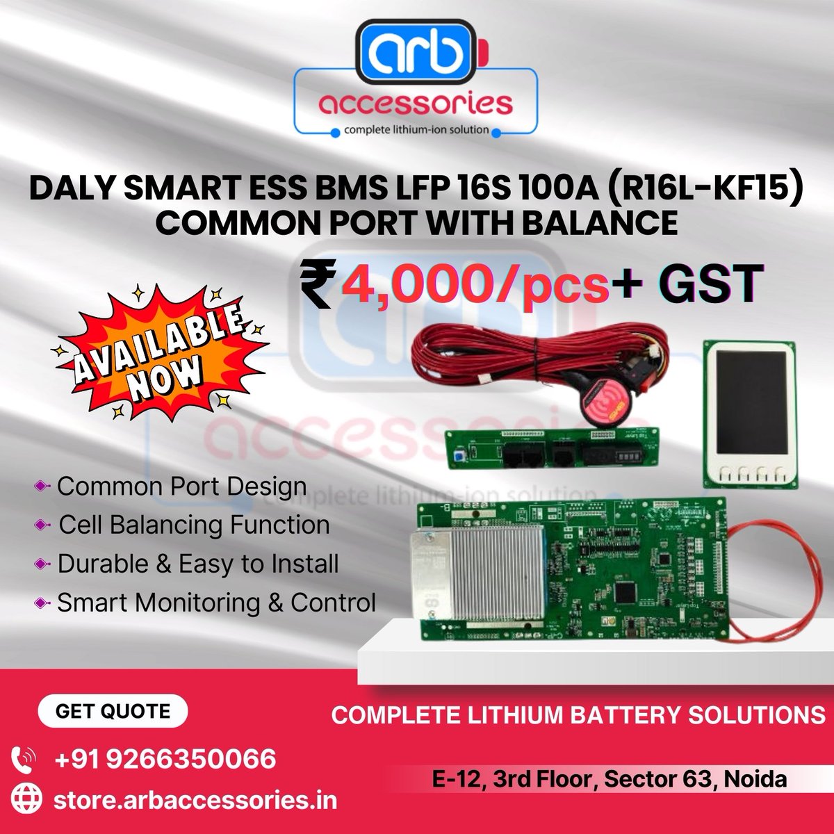 🔋 DALY Smart ESS BMS – Reliable Battery Management for LiFePO₄ Systems ⚙️

🔹 DALY Smart ESS BMS LFP 15S 100A 
🔹 DALY Smart ESS BMS LFP 16S 100A (R16L-KF15) 

🛒 Buy Now:
store.arbaccessories.in/category/bms-e…
 
#elyfevspare #evparts #evspar #DALYBMS #SmartBMS #LiFePO4 #ESSBMS