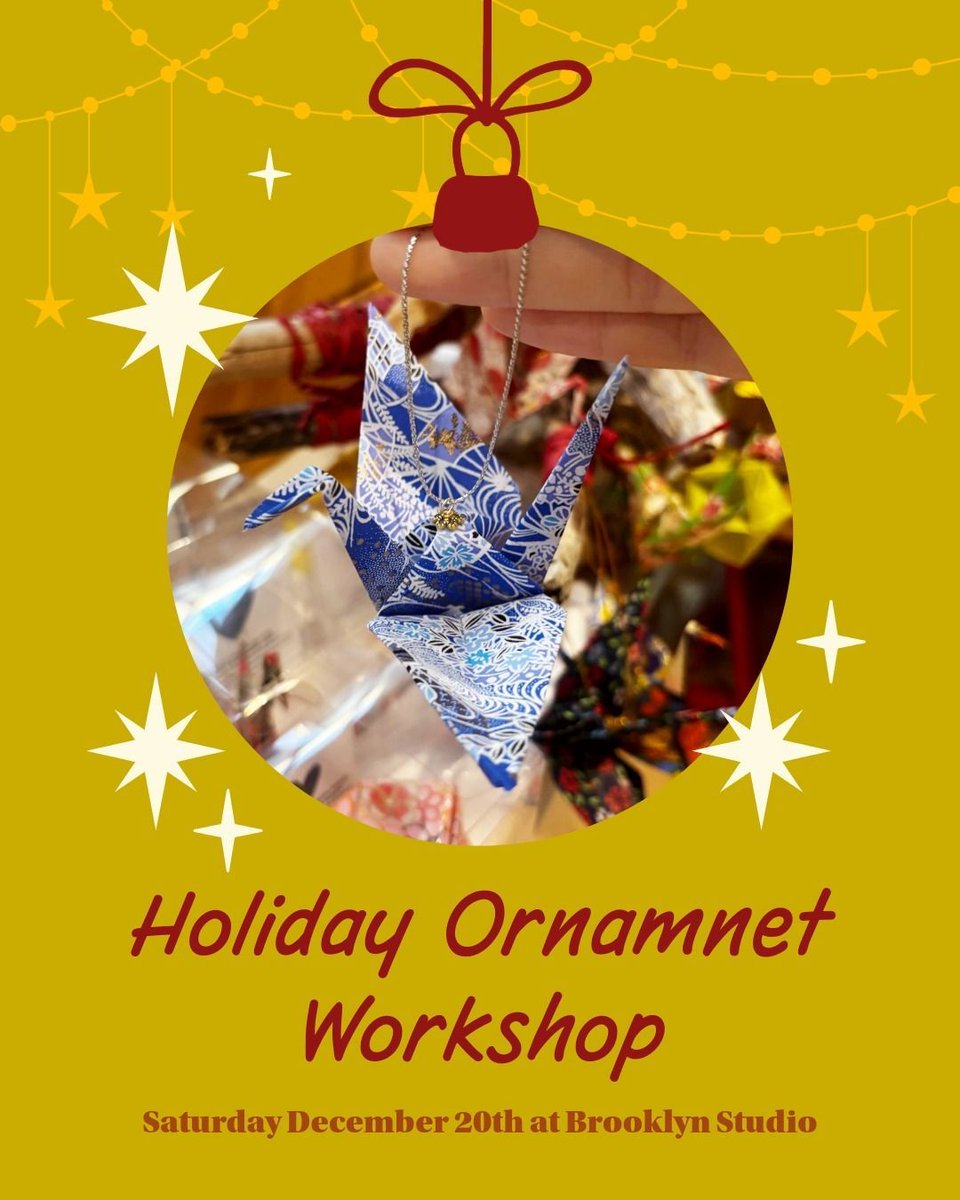 Come join us at Japan Village Brooklyn this Saturday December 20th🎅🎄
A lot of fun things are happening… including our special Origami Ornament Workshop!!🌟
Decorate your holiday season with your handmade ornaments✨

For more info please see Japan Village's website!