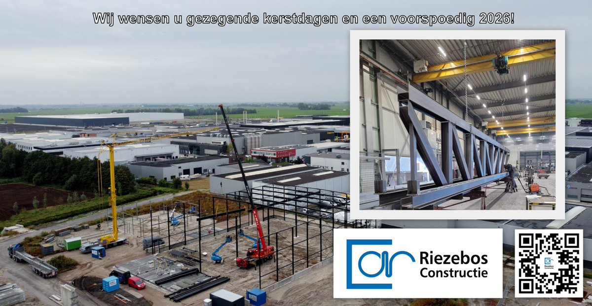 Vanaf D.V. Vrijdag 19 december 2025 12:00 uur laten we de gereedschappen staan. Om D.V. maandag 5 januari 2026 weer verder te gaan. riezebos-constr.nl/vacatures/ #Staalbouw