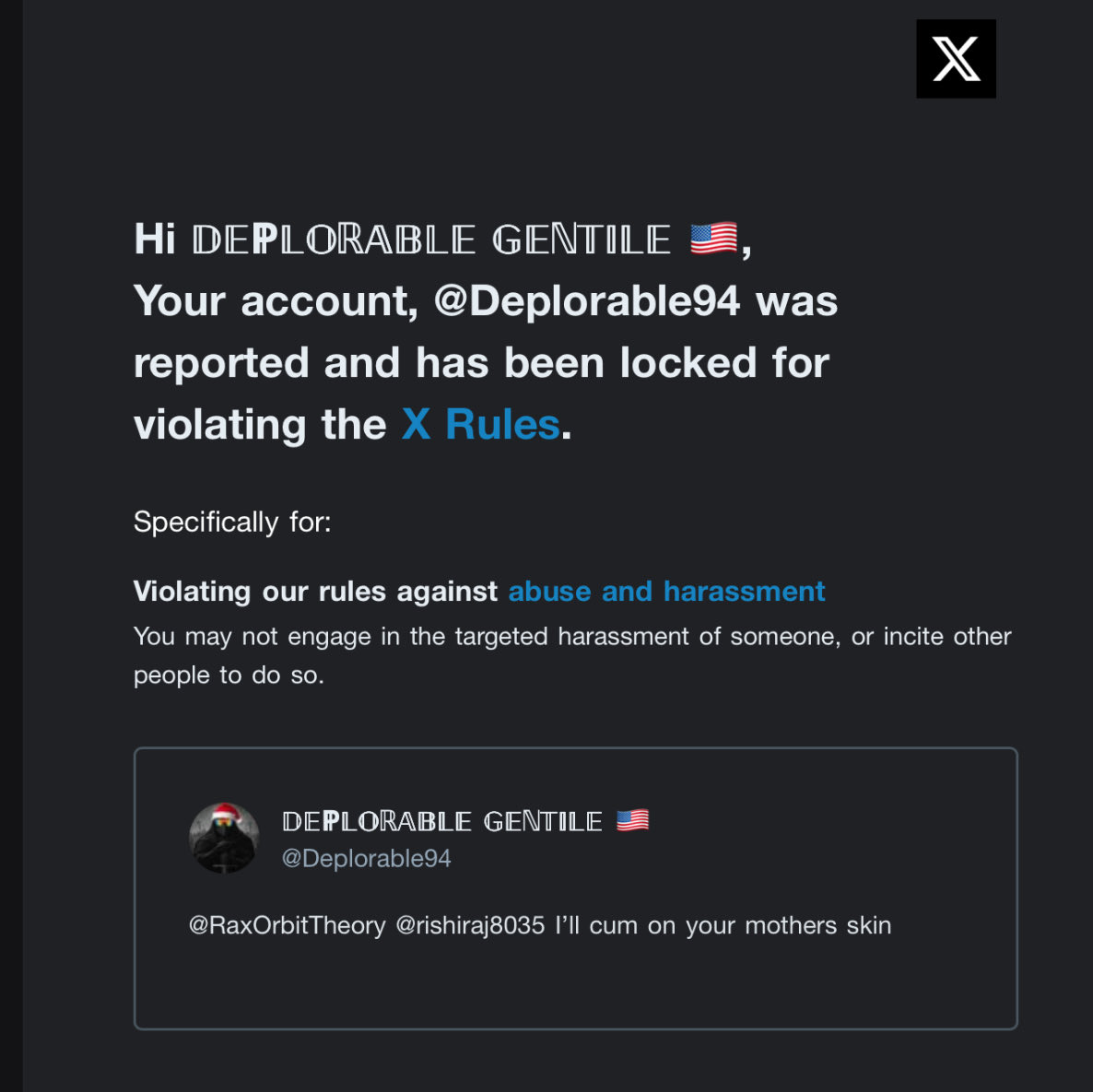 Deplorable94's tweet photo. How gay is X? 

I dindu nuffin https://t.co/wp34VpQ2gl