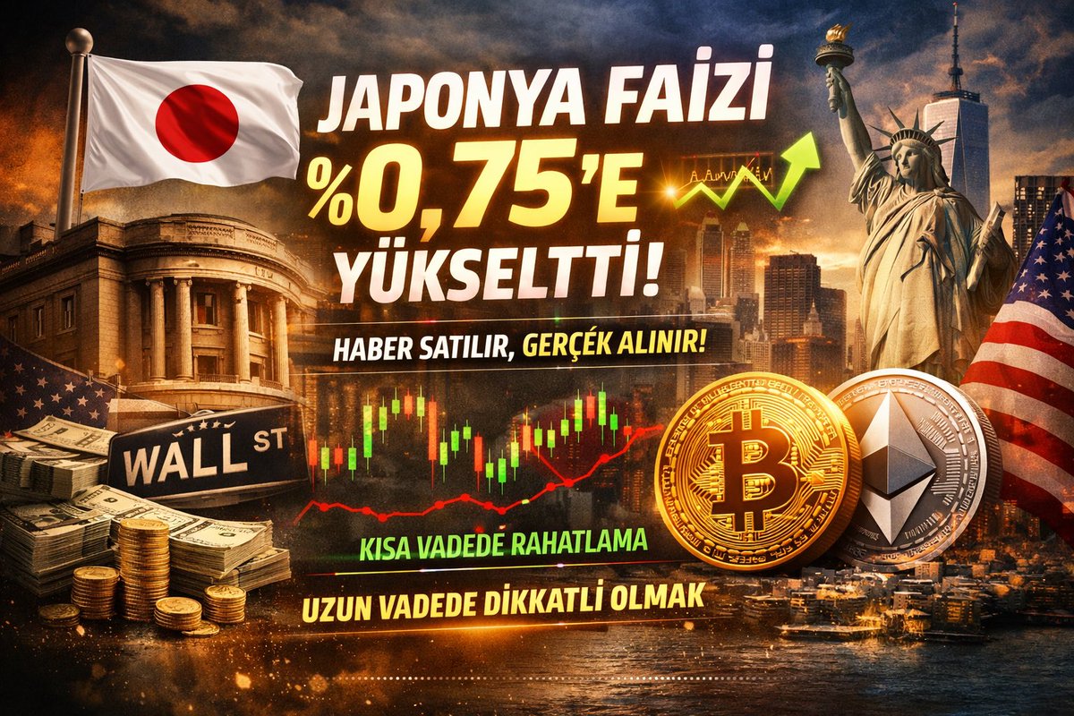 Japonya Merkez Bankası’nın faizi %0,75’e yükseltmesi, piyasalar açısından artık bir beklenti değil, gerçekleşmiş bir olgu. Tam da bu noktada klasik piyasa refleksi devreye giriyor: haber satılır, gerçek alınır. Yani karar öncesi fiyatlanan riskler, belirsizlik ortadan kalktığında