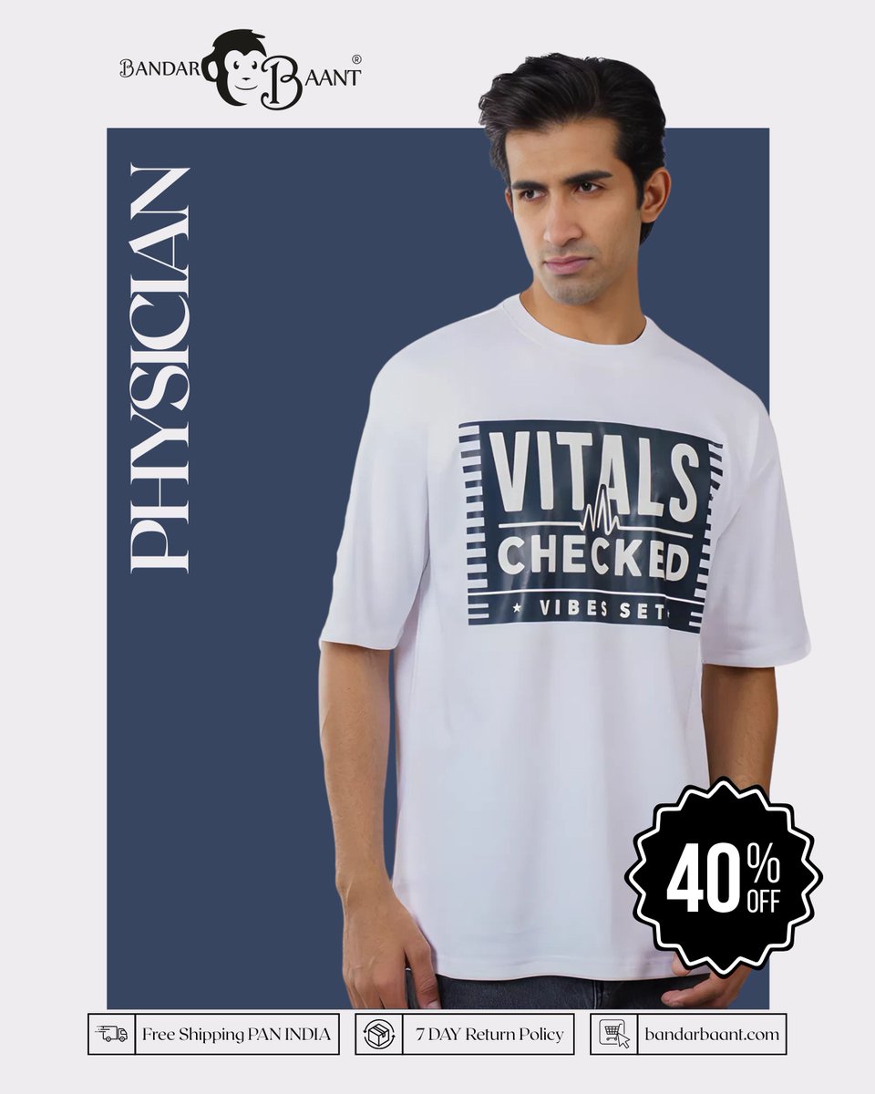 bandarbaant's tweet image. Vitals Checked. Vibes Set T-shirt
Calm mind, sharp skills, perfect T-shirt for every physician. 
For more info visit us at bandarbaant.com.
[Bandar Baant, Wear Your Work, Indian brand, printed T-shirt, professional T-shirt]
#BandarBaant #oversizedtshirt #DoctorStyle