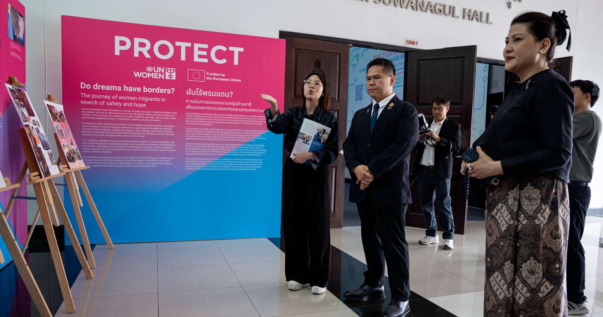 unwomenasia's tweet image. This week, we joined the International Migrants Day Symposium 2025 hosted by @ChulalongkornU, presenting a panel discussion and creative storytelling exhibition that amplified the voices of women migrant workers under the PROTECT project, funded by @EUinThailand

#IMD2025