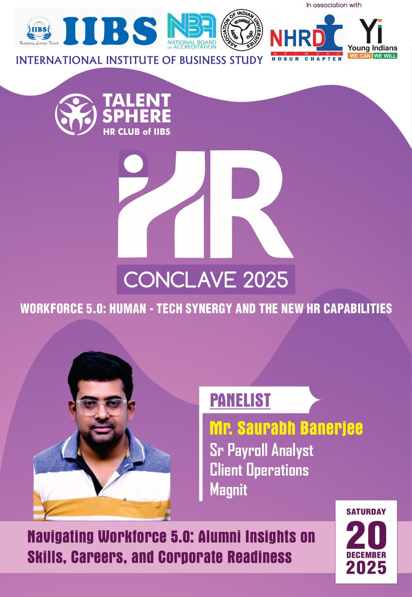 iibsonline's tweet photo. HR Conclave 2025 - The Countdown Begins

The Talent Sphere – HR Club of #IIBSBengaluru, in association with NHRD Network and Young Indians (YI), proudly presents #HRConclave 2025.

#Workforce50 #FutureofHR #HRLeadership #TalentTransformation #HR https://t.co/HkGtKH9iRP