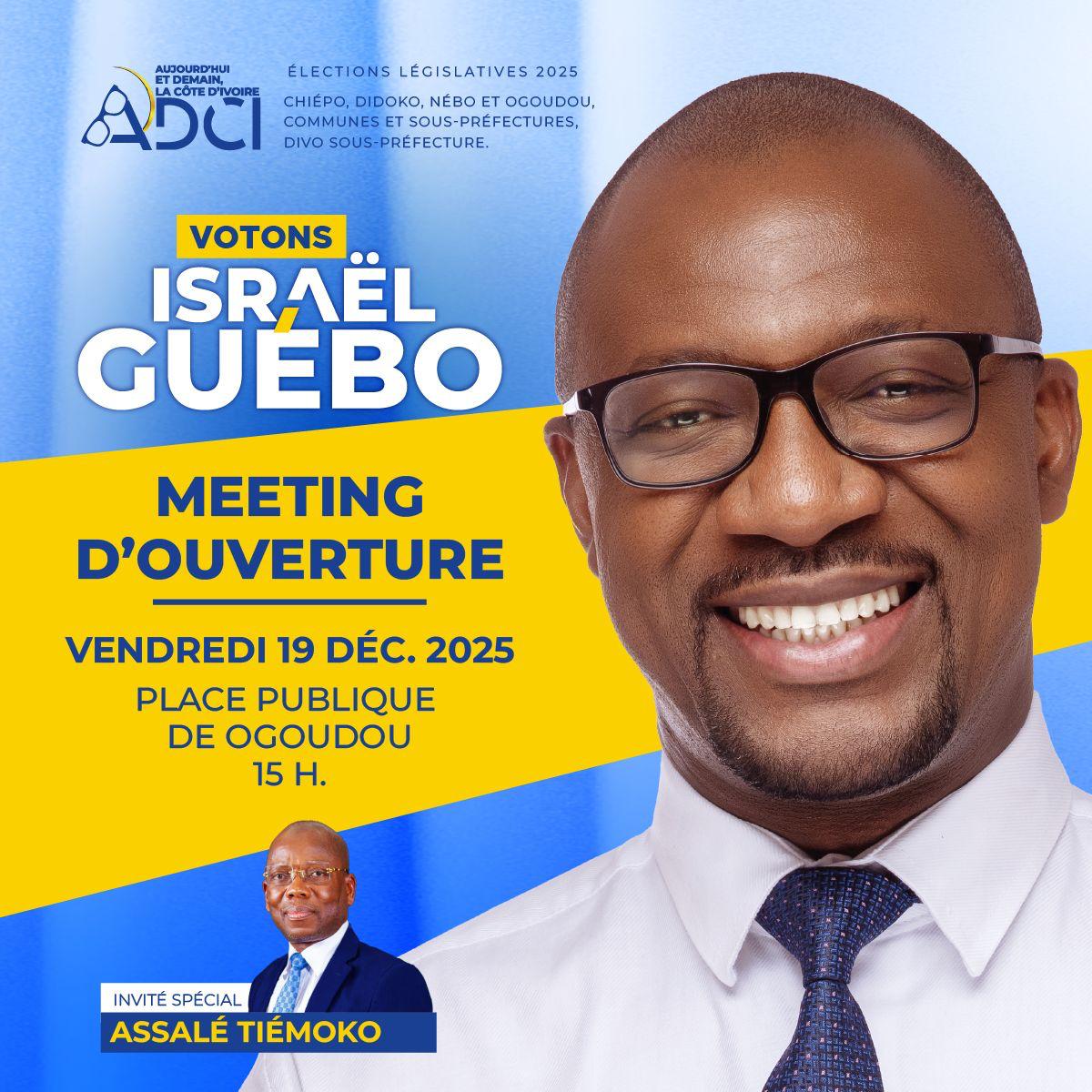 19 décembre 2025. Jour de campagne : AGANON ! 

Rendez-vous à 13 heures à Ogoudou, dans le canton Garo.

Nous lançons aujourd’hui une campagne de proximité, une campagne d’écoute et de vérité.

Invité d’honneur : Assalé Tiémoko, Président de ADCI, dont l’écho de la voix et des