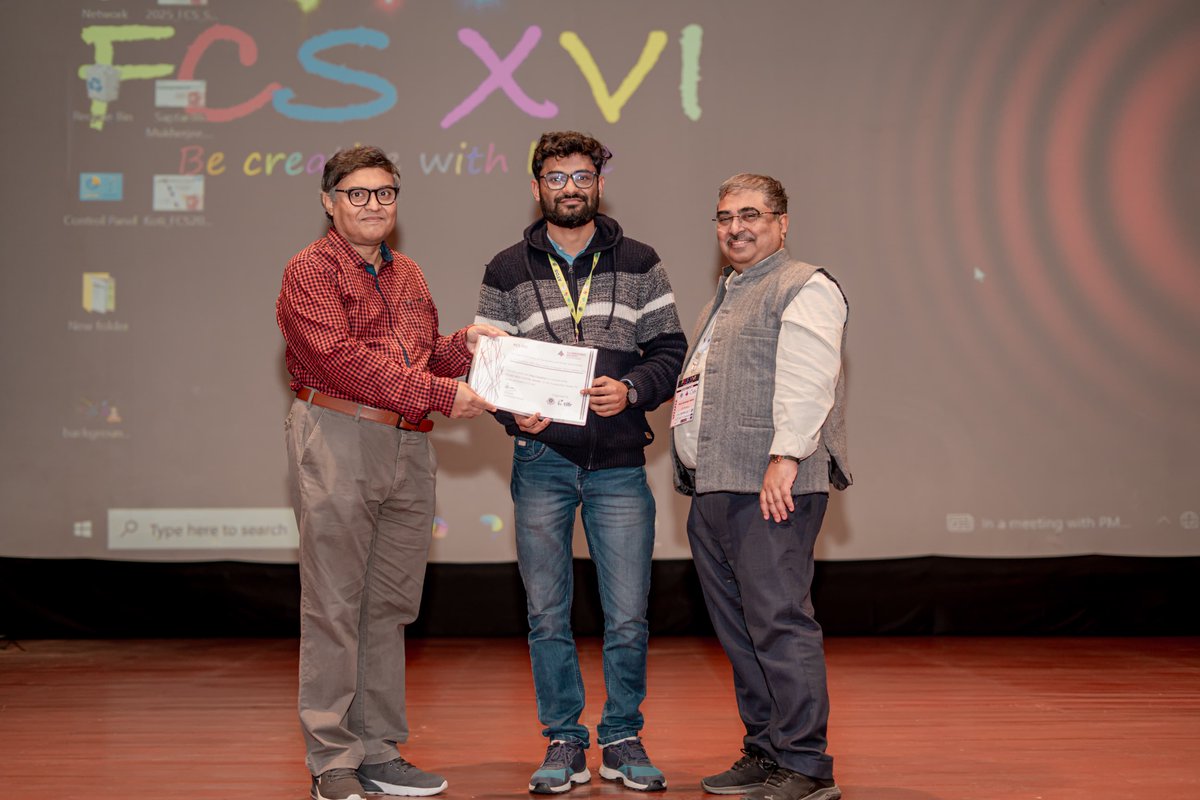 chaudhuri_deep's tweet photo. Attended FCS XVI, presented our work, and received the Best Poster Award for the second time at the FCS conference.
Thanks for the constant guide @HaldarShubhasis 
Thaks for the support and funding @AshokaUniv https://t.co/sEkfSJJ48L