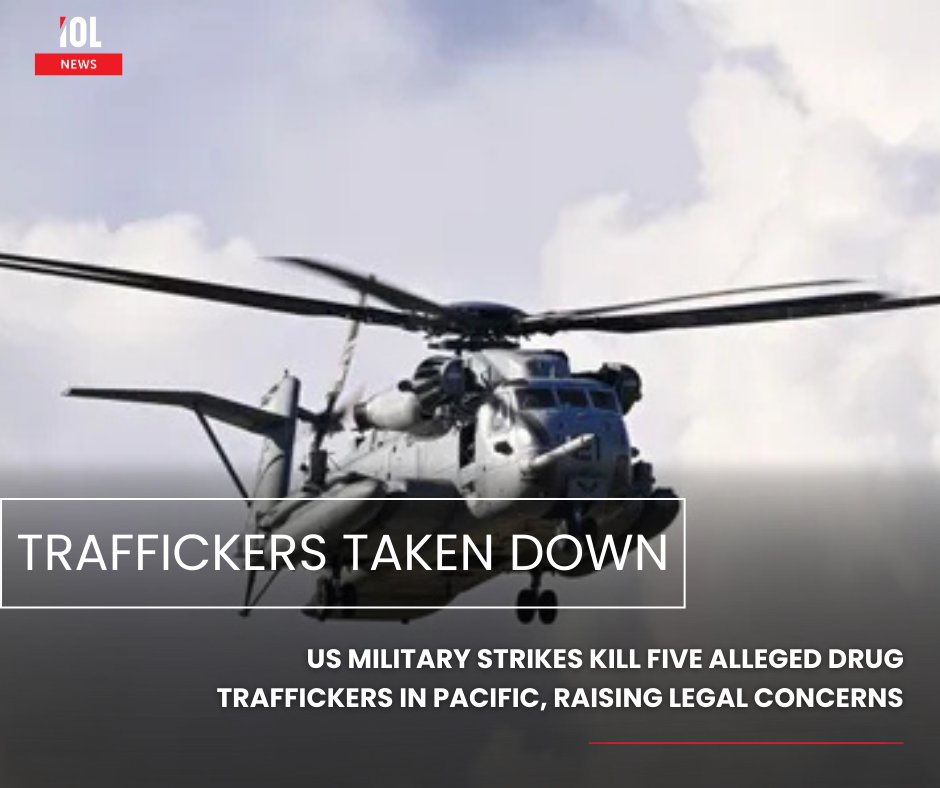 IOL's tweet photo. The US military confirmed Thursday it killed five more alleged drug traffickers aboard two vessels in the Pacific Ocean , pushing the divisive campaign’s death toll beyond 100.
#USMilitary #PacificOperations #DrugTrafficking #GlobalSecurity #MilitaryCampaign #Geopolitics
Read on https://t.co/x2ke60eS5i