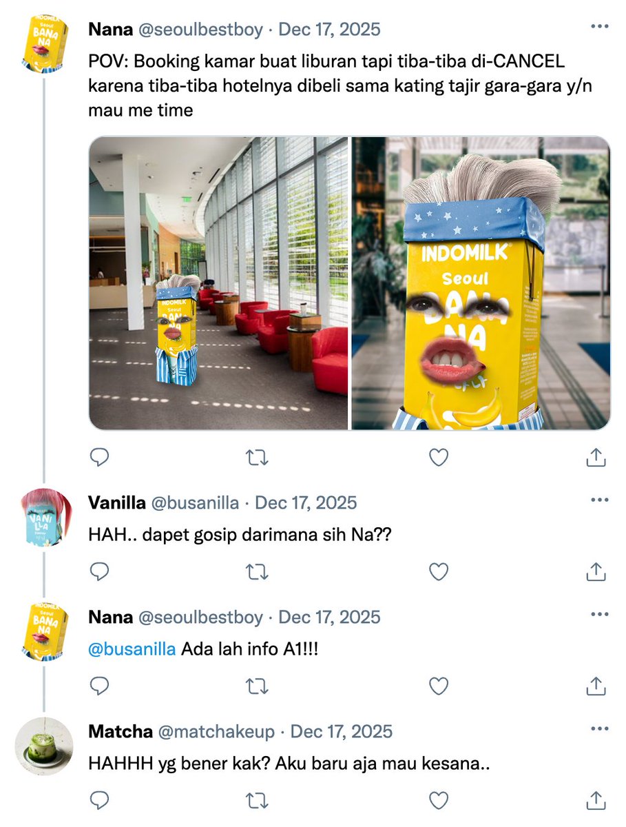indomilkyourway's tweet photo. CEO &amp; y/n

𝑰𝒏𝒅𝒐𝒎𝒊𝒍𝒌 𝑹𝒊𝒈𝒉𝒕 𝑯𝒆𝒓𝒆
Starring: Nana, Vanilla, Kating Tajir, y/n

✰ Indomil-K few tweets au https://t.co/5tKthJdisN
