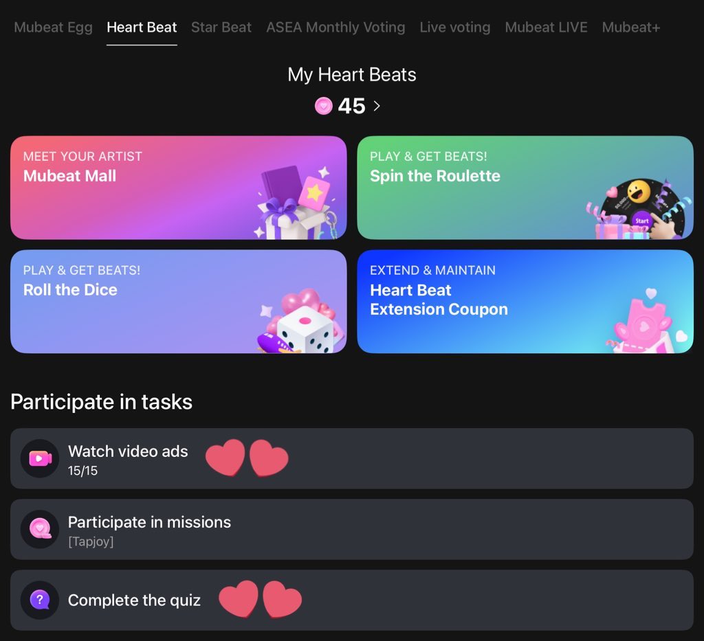 huncheek's tweet image. ชวนทุกคนมาเก็บหัวใจแอพ mubeat ไว้โหวตตอนอซคัมแบคกันค่า

— ดู ads เก็บใจ 15ครั้ง/1แอค (💟45)
— มี quiz ให้ทำ ได้ใจเพิ่ม (มีเฉลย)

1 เครื่อง login ได้หลายบัญชี ถ้าเริ่มเก็บตั้งแต่วันนี้ 45*30=💟1,350 ถ้าเรามี 5 แอคเราจะได้ 💟6,750 เพราะฉะนั้นทุกคนโหลดแอพด่วน

#VOTEFOREXOTH