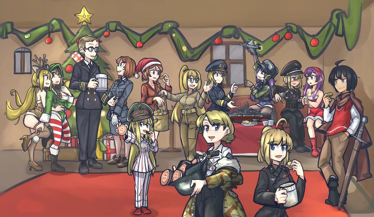 Gather with friends in the cozy winter air and celebrate Christmas together with laughter and sweet treats. This wonderful group illustration, created last year by the artist <a href="/WarriorDesu/">The WarrioR_desu</a>, shows Erika surrounded by her friends.