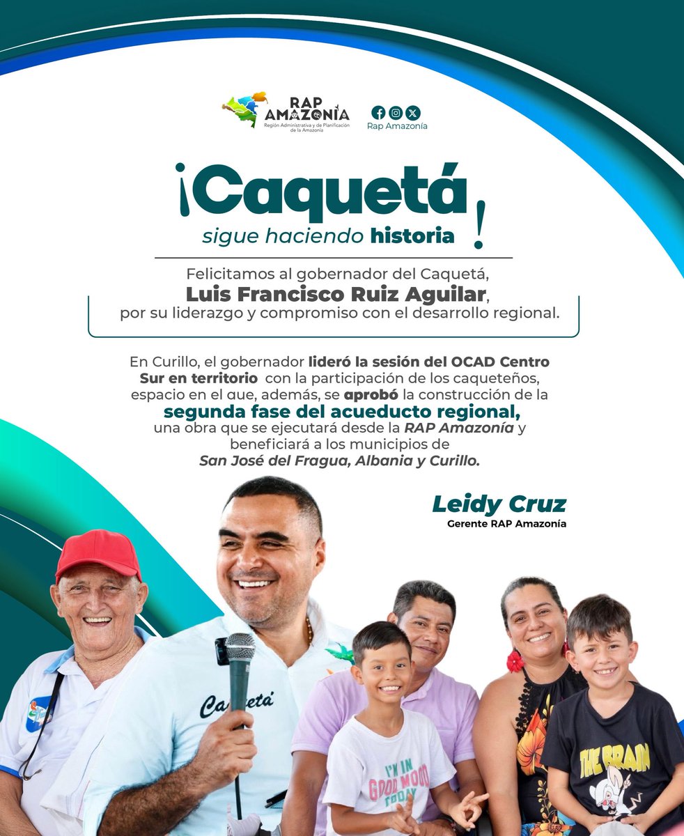 Cuando las decisiones se toman desde el territorio y con la gente, el desarrollo se vuelve real. ✅👏🏻 Reconocemos el liderazgo del gobernador del Caquetá Luis Francisco Ruiz Aguilar, y su compromiso con el crecimiento y la transformación del departamento.

#SomosRAPAmazonía