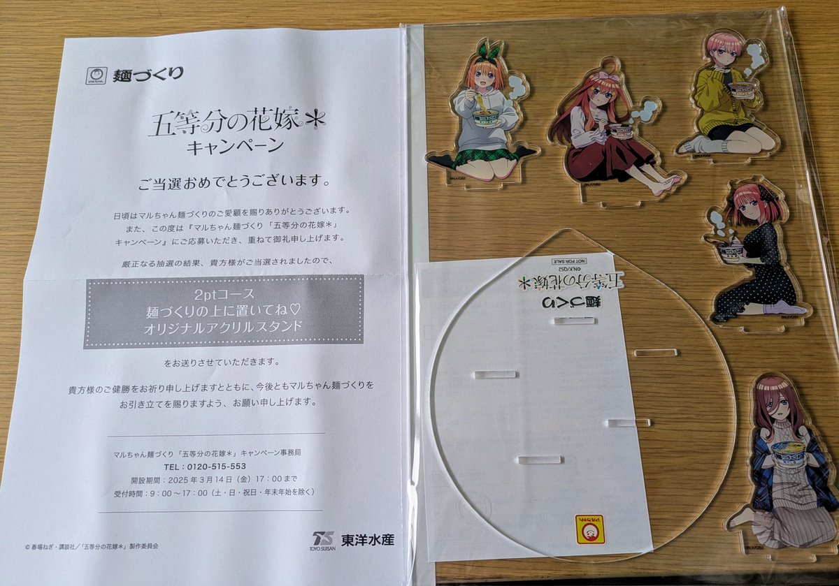 今年1番のニュースは、マルちゃん麺づくりを40個食べて応募した五等分