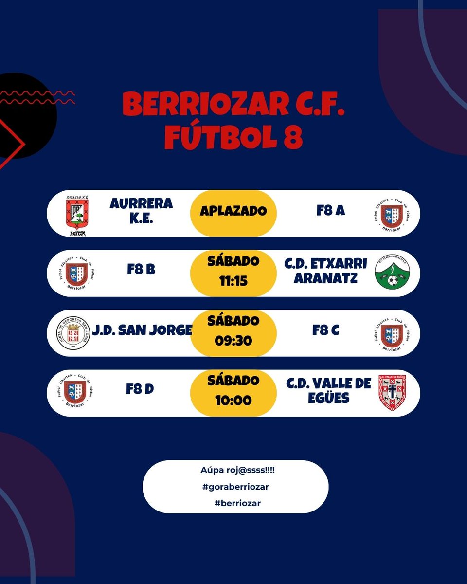 Señalamientos para el último fin de semana del año.

Aúpa roj@ssss!!!!

#berriozar  #goraberriozar