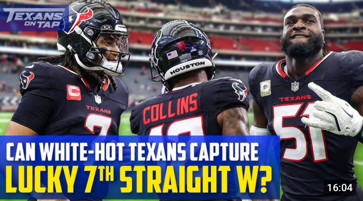 JoshJordanSCS's tweet image. Can STREAKING Houston #Texans lock down lucky 7th straight win? 
m.youtube.com/watch?v=brqEl2…