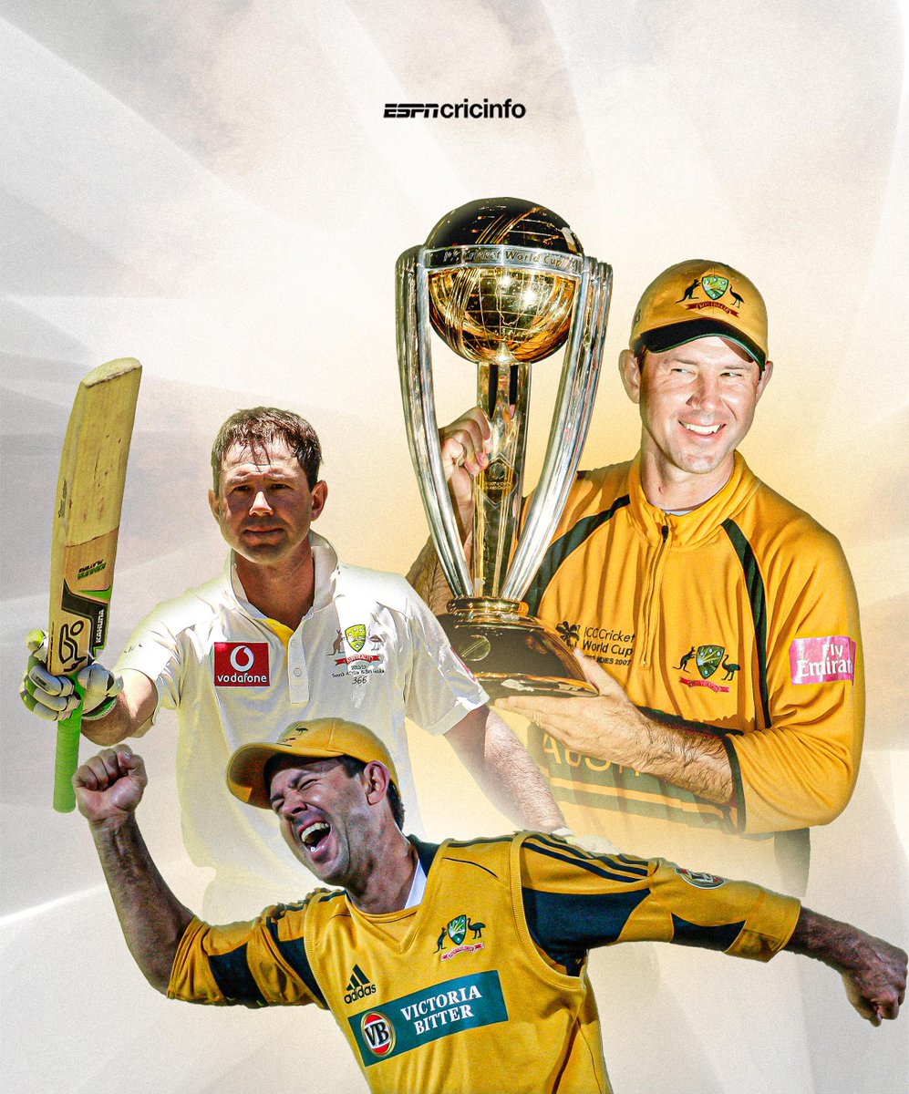ESPNcricinfo's tweet photo. A three-time ODI World Cup winner, twice as captain, and Australia's leading run-scorer in both Tests and ODIs.

One of the finest batters and fielders of his time, he's now a successful coach on the T20 circuit.

Happy birthday, Ricky Ponting 🎉 https://t.co/sPcaAuyFD2