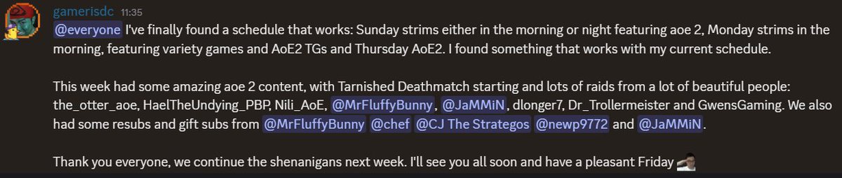 gamerisdc's tweet photo. Love all the support, especially the raid from @Nili_AoE Thanks again! https://t.co/C1eGv0D7qJ
