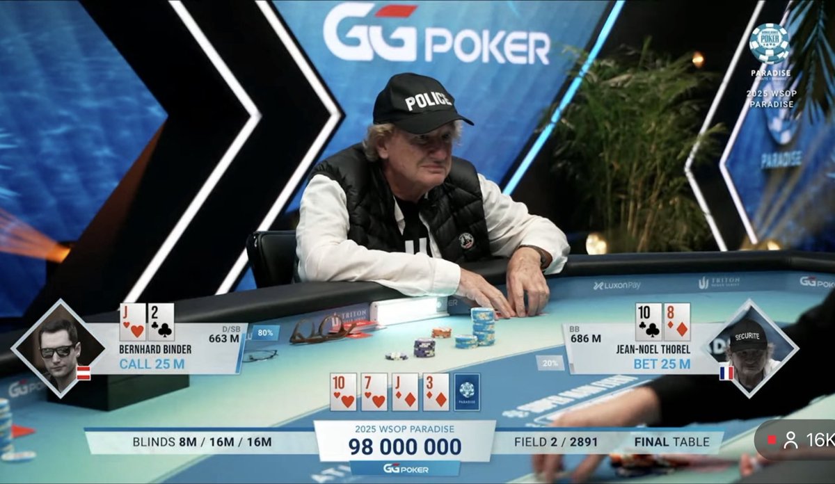 17 people rooting for Binder. The rest of the world hyped for JNT. LFG JNT! <a href="/WSOP/">WSOP - World Series of Poker</a>
