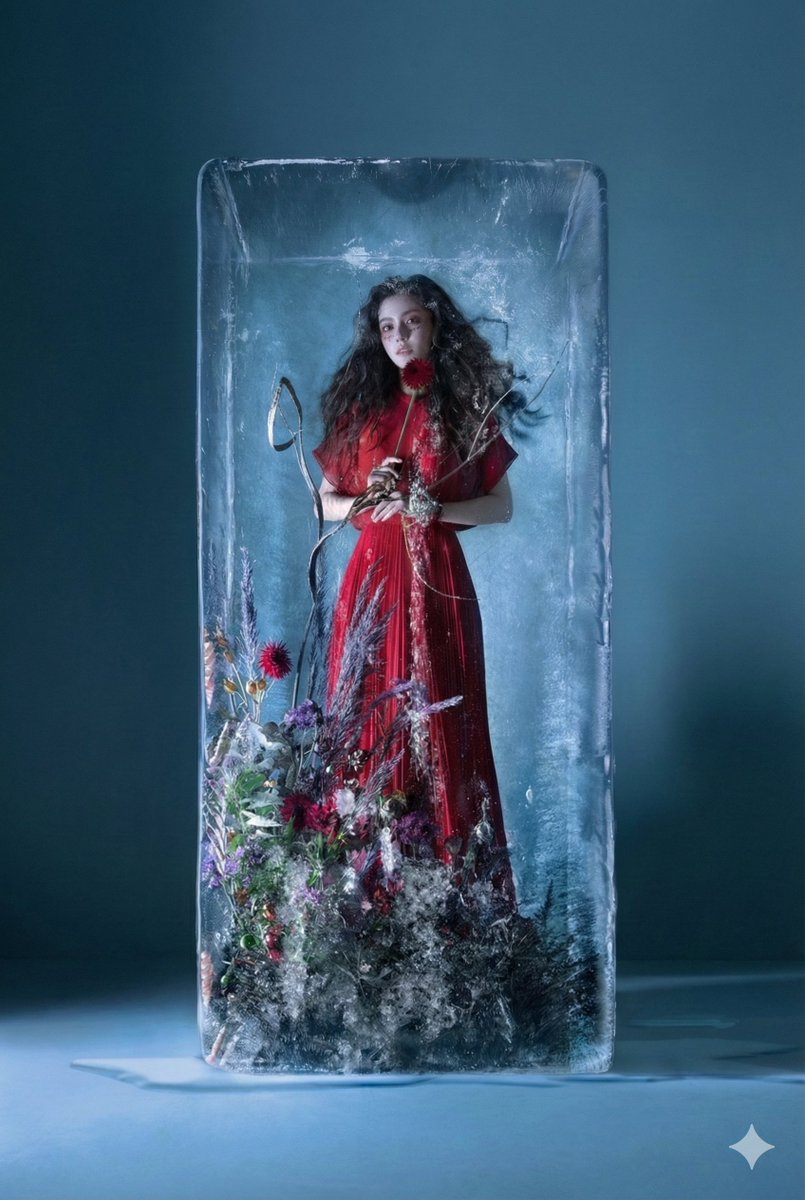 Frozen Elegance: A Surreal Fashion Statement