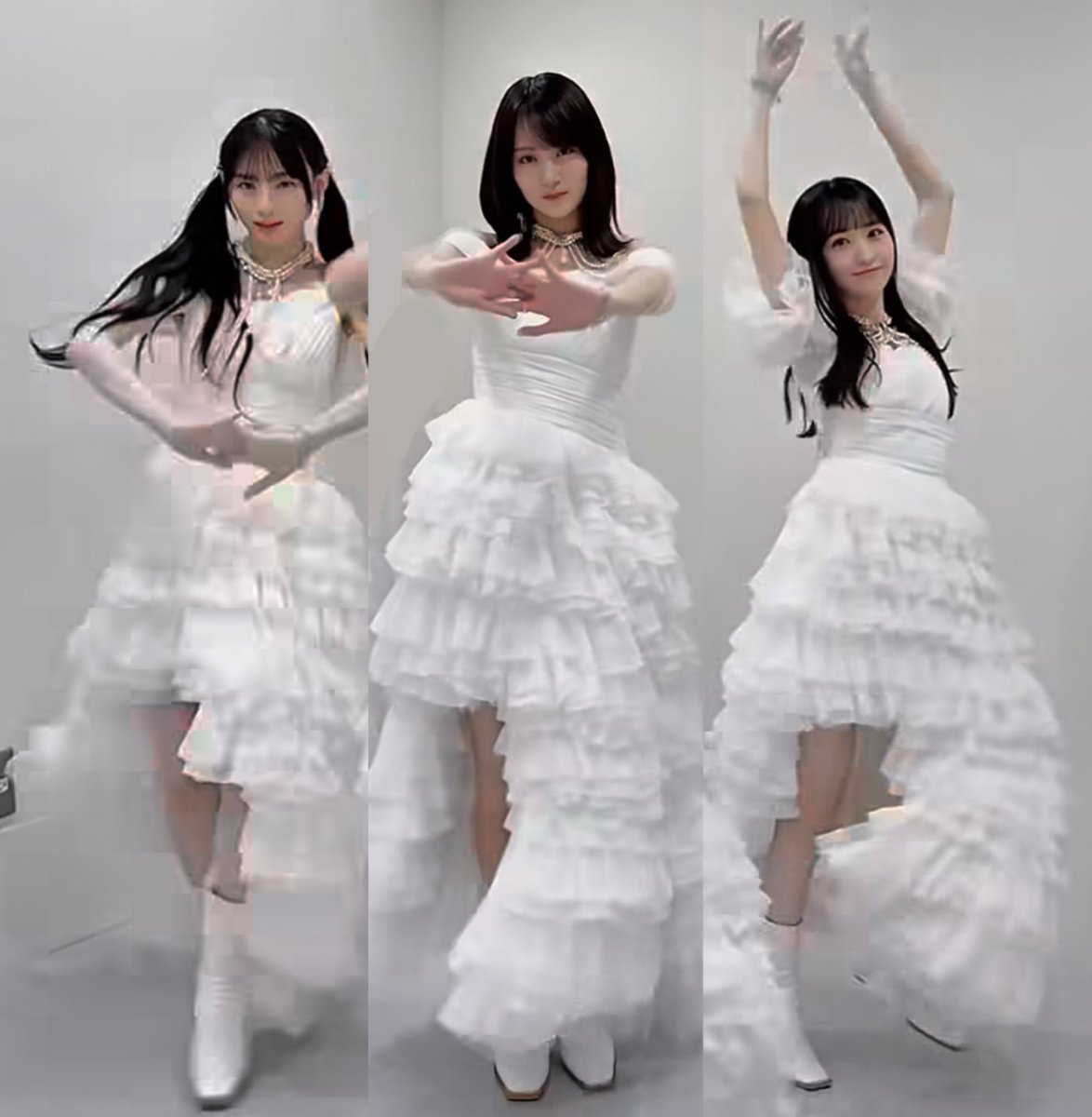 ___heize's tweet image. 紅白はSame numbersだ〜🤍
紅白用の衣装楽しみだけどこのさくみくはるかの魔法少女感好きすぎるので布が厚くて上品で、フリルがこれでもかってくらい重ねられた衣装だと嬉しいな。手のアップ多いからグローブあるとなお嬉しい