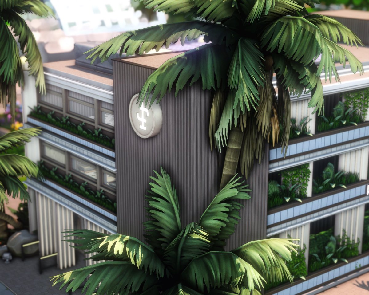rivzai's tweet image. new office building that’ll probably never make it out my drafts 🌴📚
#TheSims4 #ShowUsYourBuilds