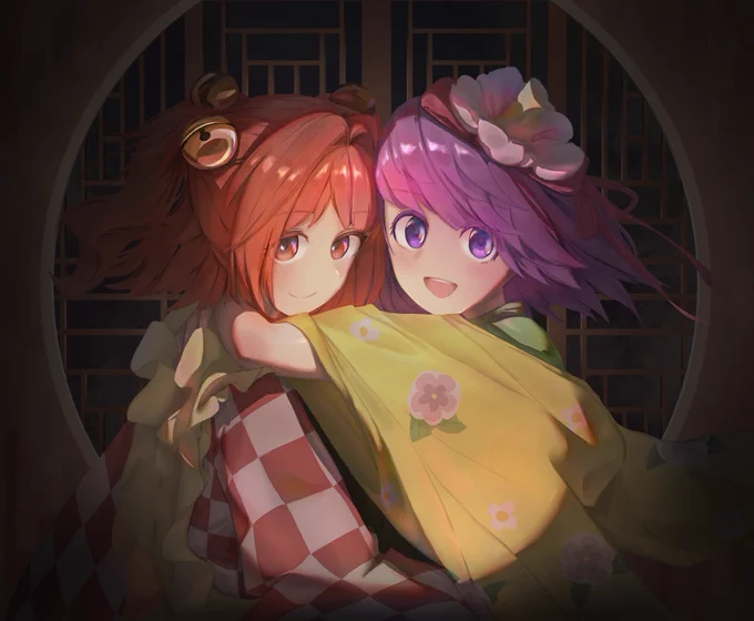 阿求ちゃん、小鈴ちゃん可愛いね 求铃(>^_^)><(^o^<) | 流氚 #pixiv